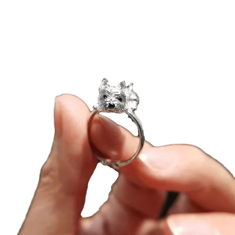 Curled-Up Dog Adjustable Ring - view 4