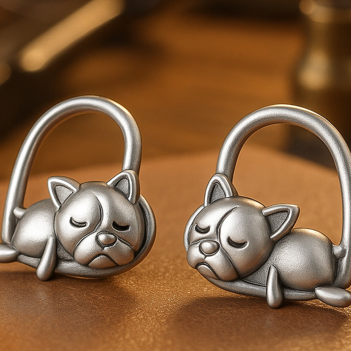 Sleeping Puppy Stud Earrings - view 2