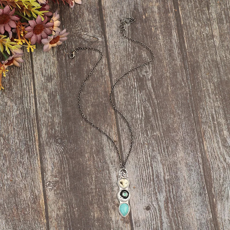 Turquoise Owl Bar Necklace - view 4
