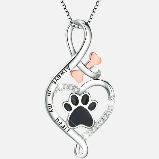 Always in My Heart Paw Necklace