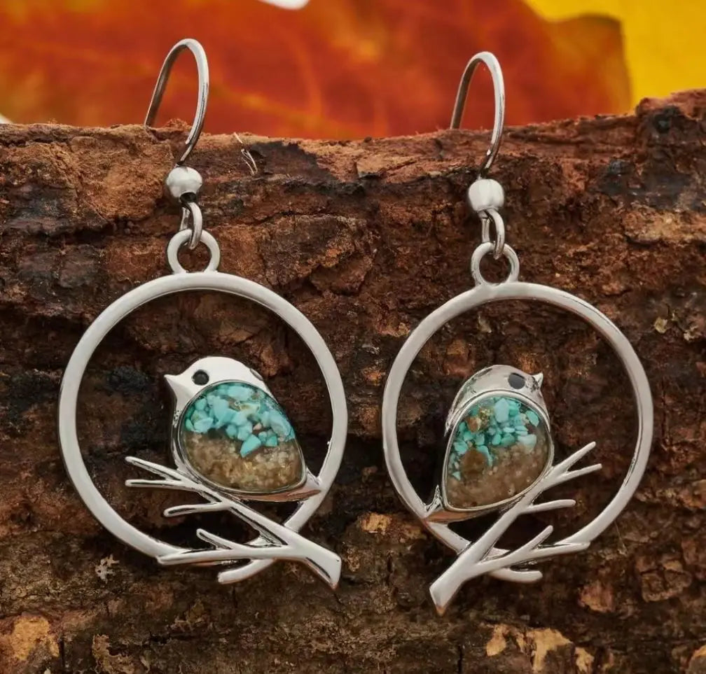 Bird in a Ring Drop Earrings - view 2