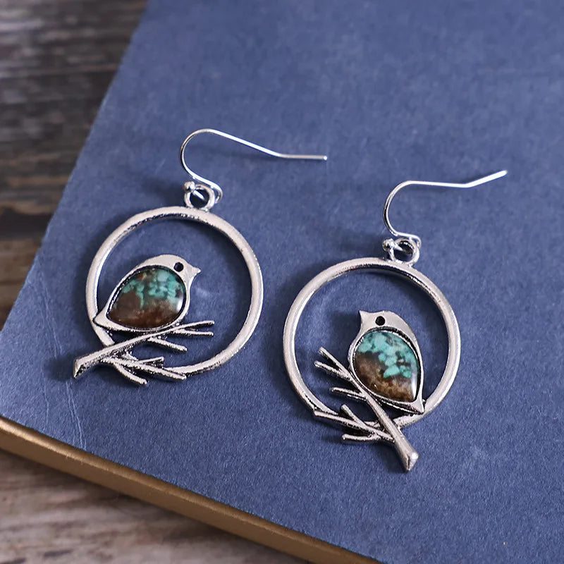 Bird in a Ring Drop Earrings - view 3