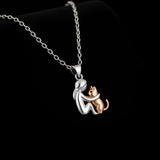 Cat Hug Pendant Necklace