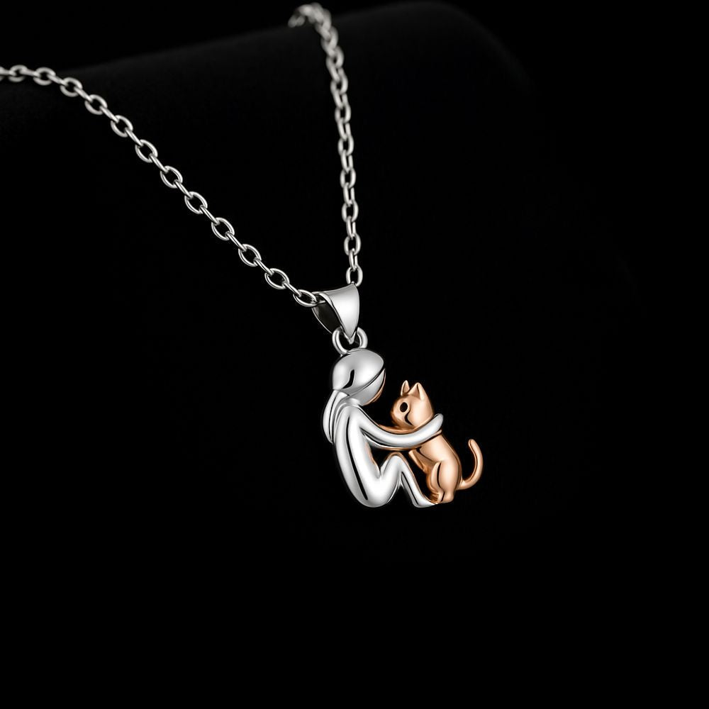 Cat Hug Pendant Necklace
