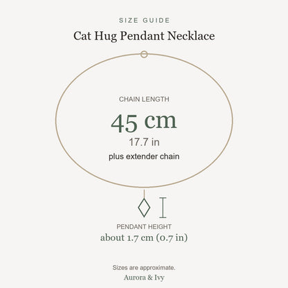 Cat Hug Pendant Necklace size guide