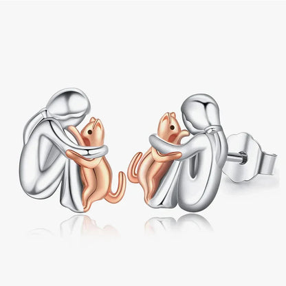 Cat Hug Stud Earrings