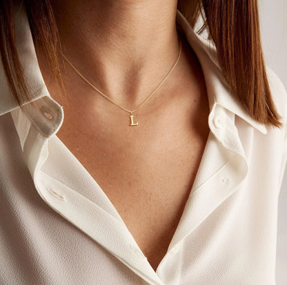 Classic Serif Initial Necklace - view 2