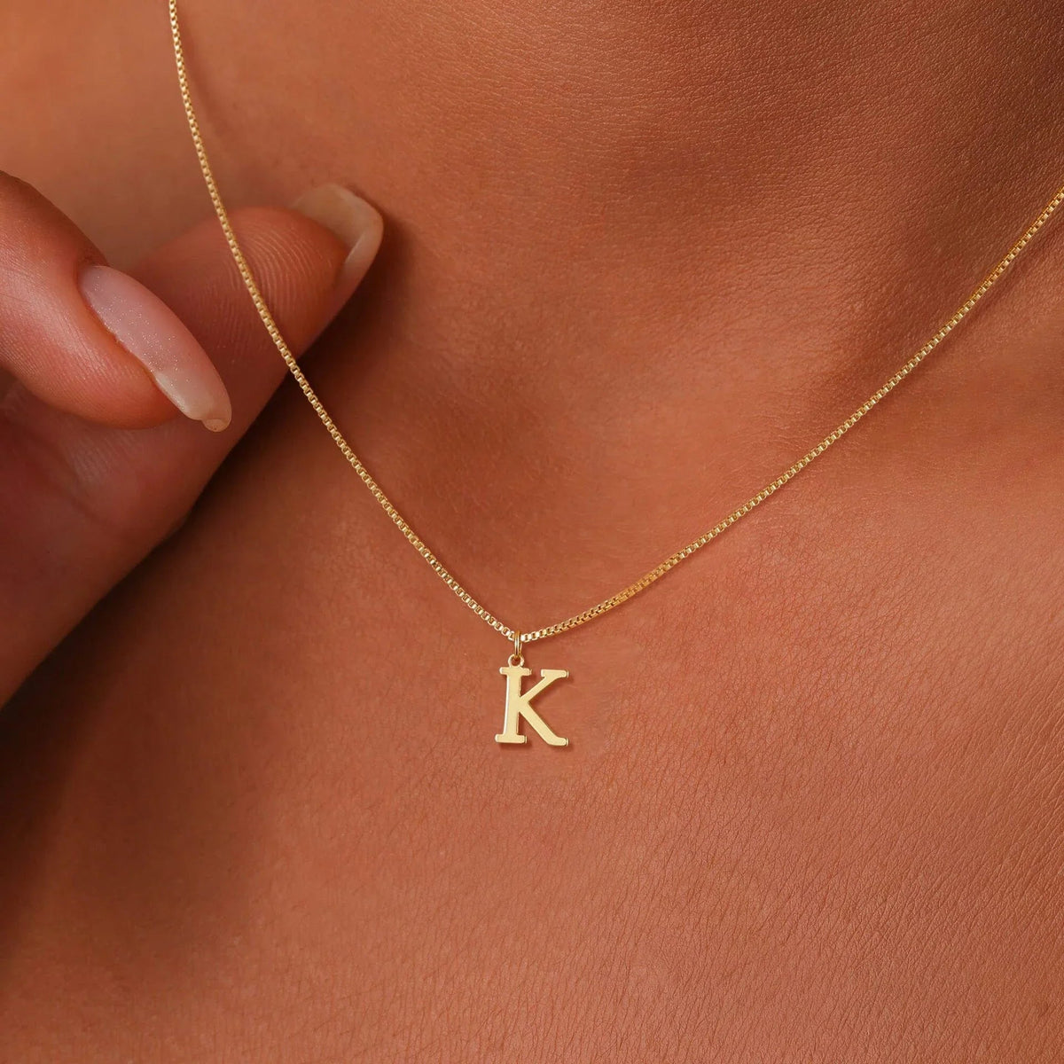 Classic Serif Initial Necklace - view 3