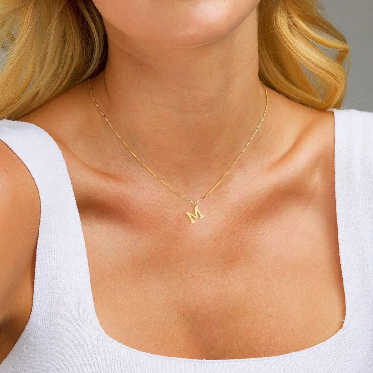 Classic Serif Initial Necklace - view 5