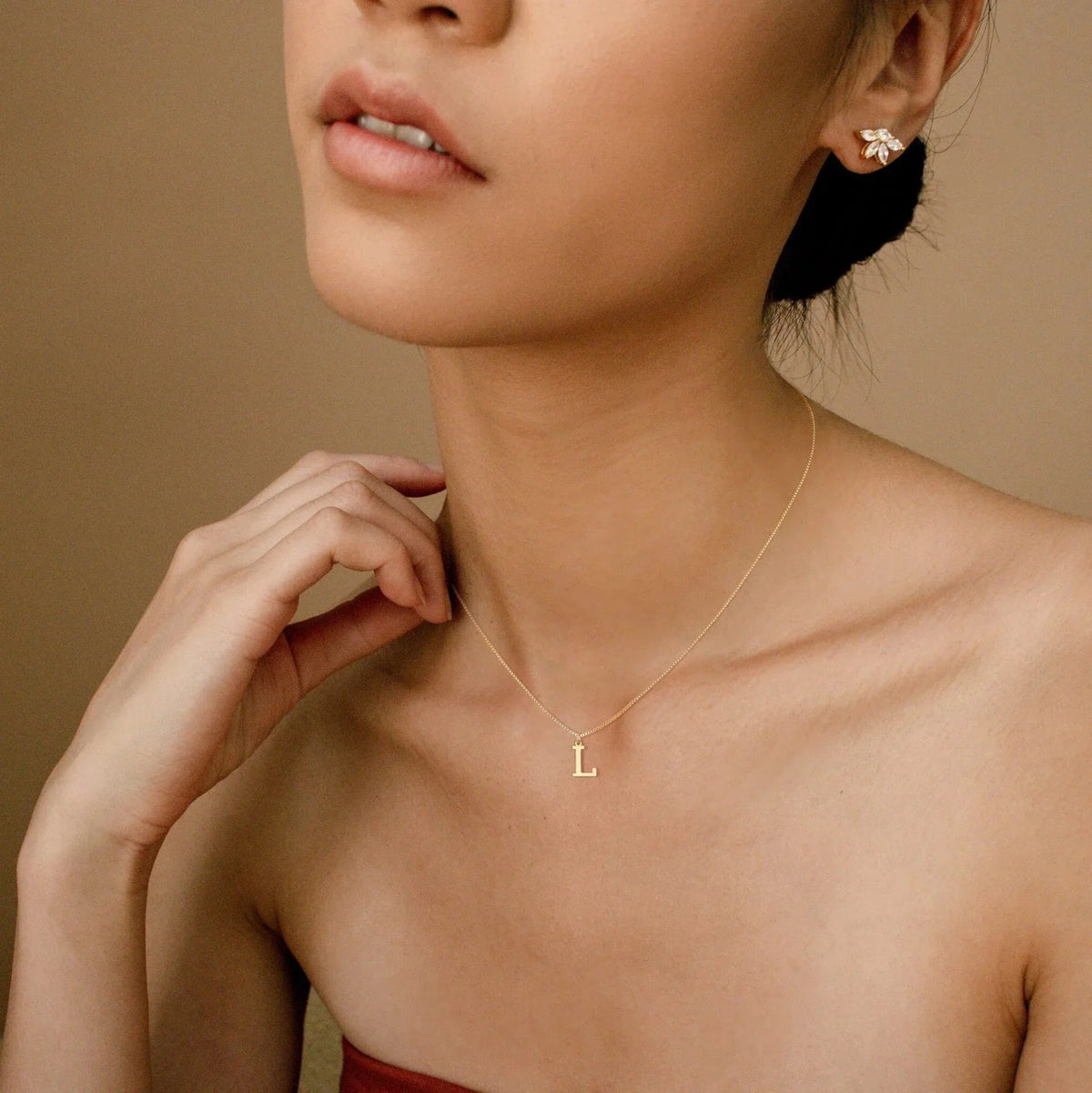 Classic Serif Initial Necklace - view 6