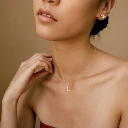 Classic Serif Initial Necklace - view 6