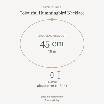 Colourful Hummingbird Necklace size guide