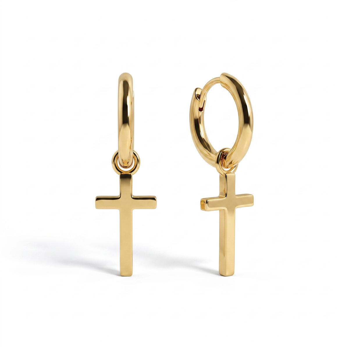 Cross Drop Hoop Earrings