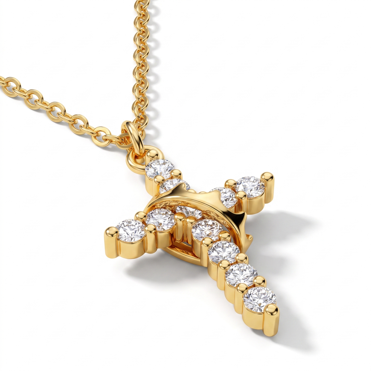 Crown Cross Gold Necklace
