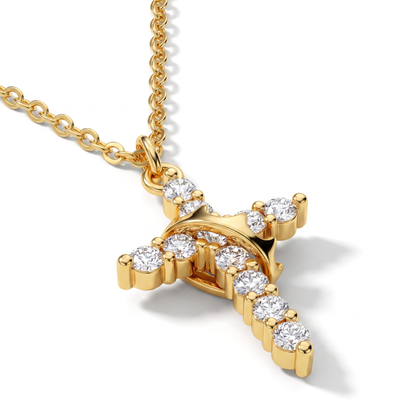Crown Cross Gold Necklace
