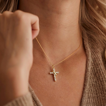Crown Cross Gold Necklace - view 4