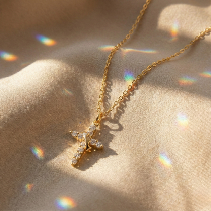 Crown Cross Gold Necklace - view 6