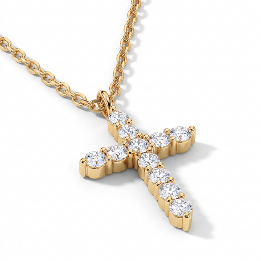 Crystal Cross Gold Necklace