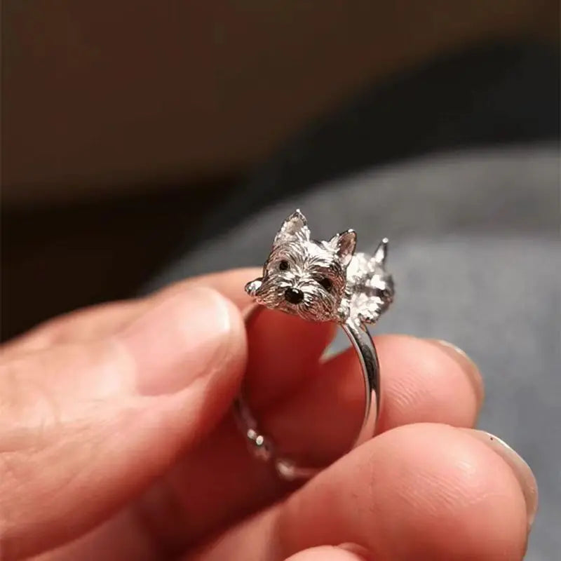 Curled-Up Dog Adjustable Ring