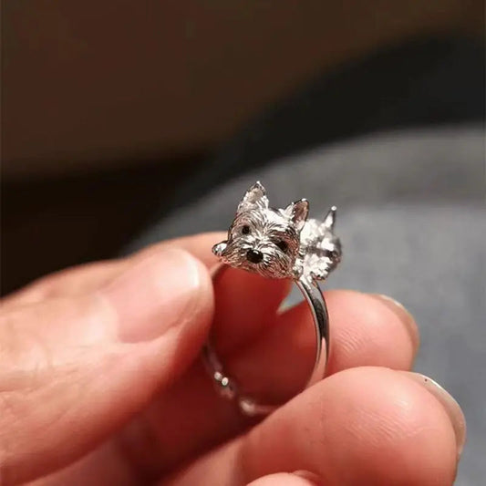 Curled-Up Dog Adjustable Ring