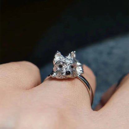 Curled-Up Dog Adjustable Ring - view 2