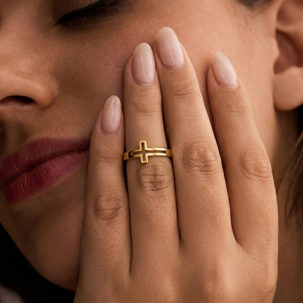 Cut-Out Cross Adjustable Ring - view 2