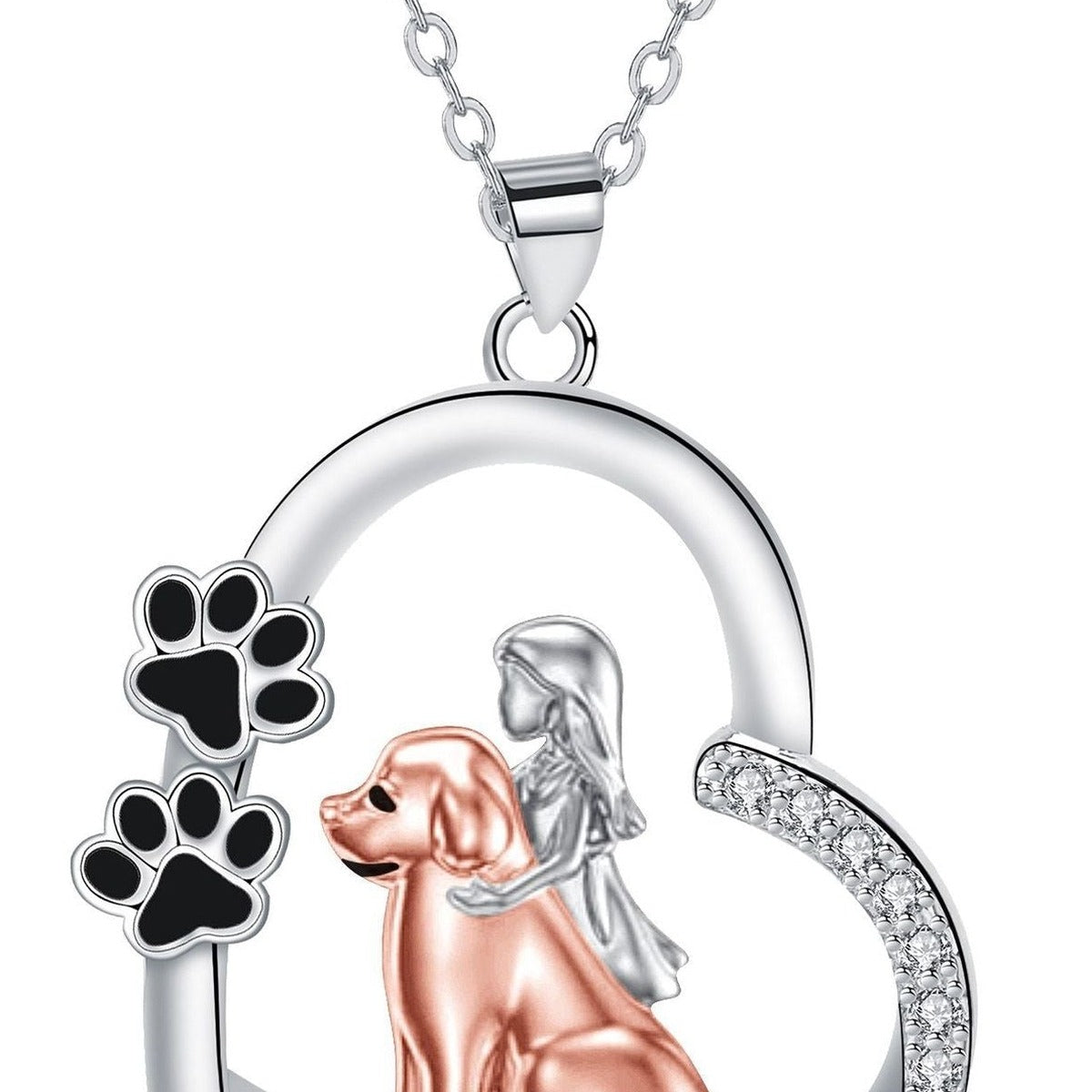 Dog and Girl Heart Necklace - view 2
