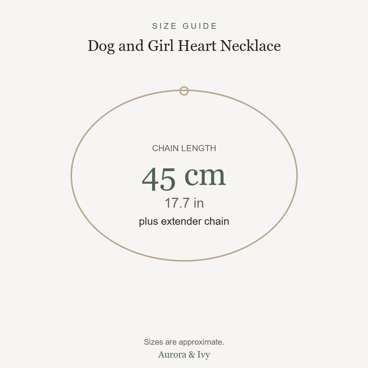 Dog and Girl Heart Necklace size guide