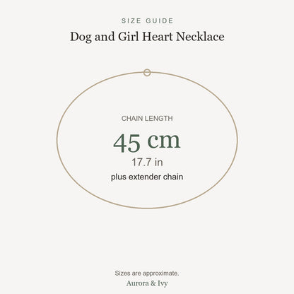 Dog and Girl Heart Necklace size guide