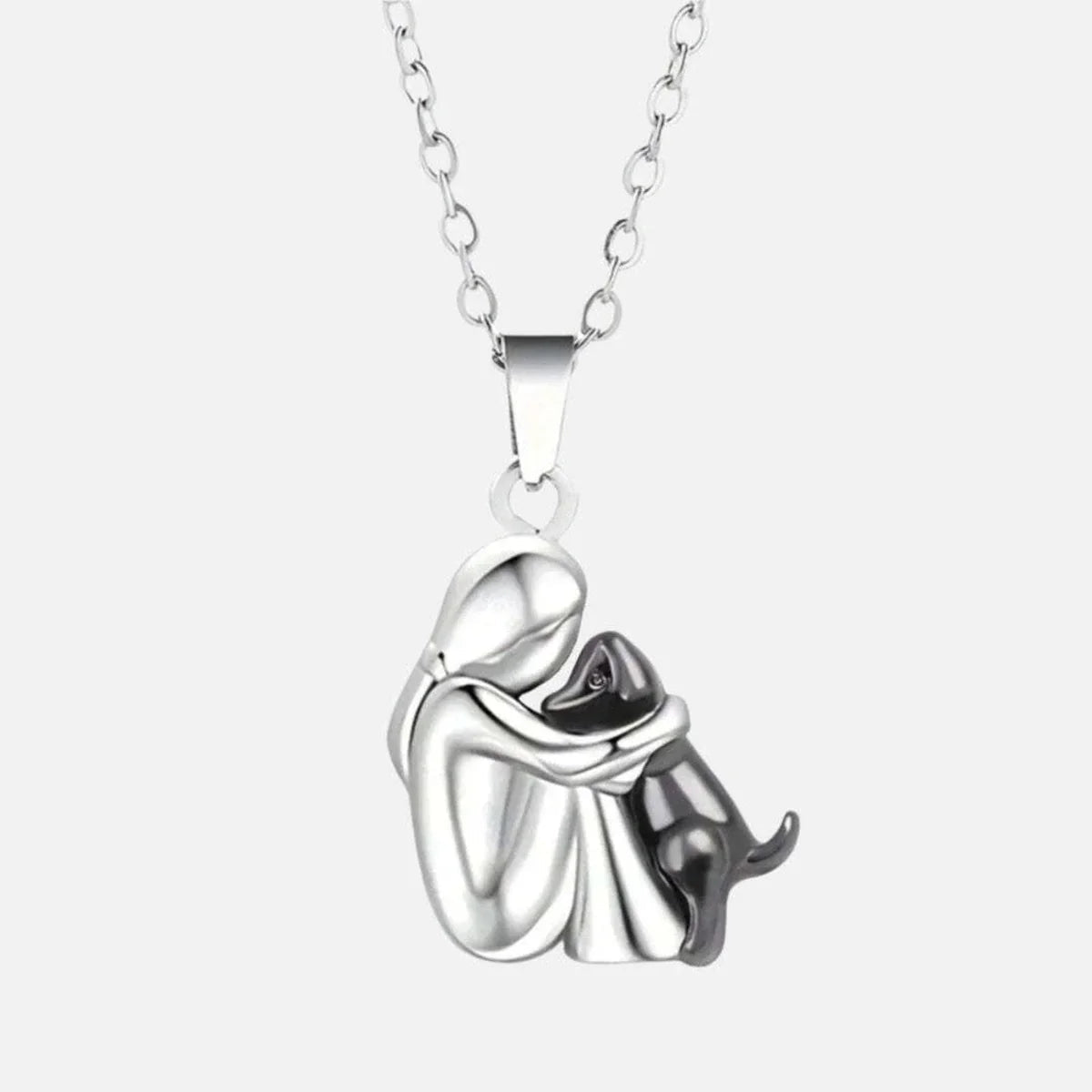 Dog Hug Black Pendant Necklace