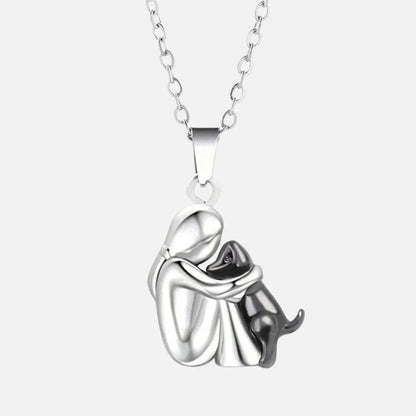 Dog Hug Black Pendant Necklace