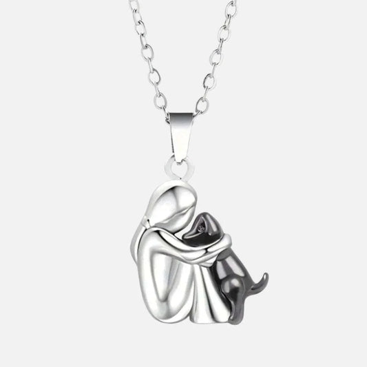 Dog Hug Black Pendant Necklace