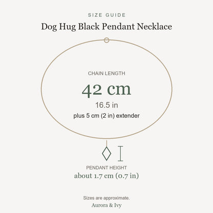 Dog Hug Black Pendant Necklace size guide
