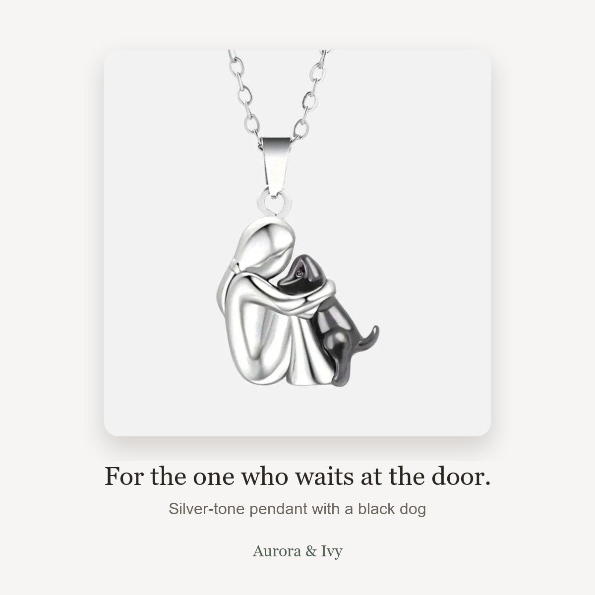 Dog Hug Black Pendant Necklace story card