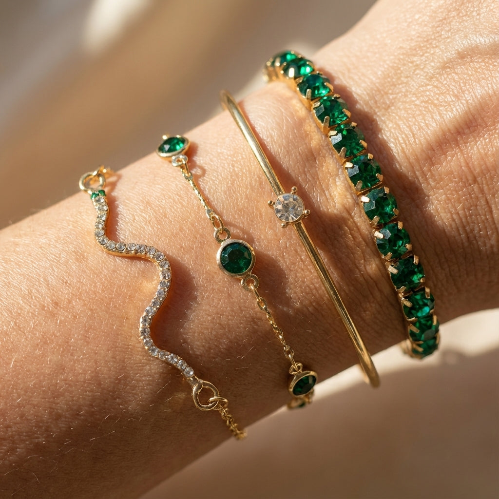 Emerald-Green Bracelet Set – view 10