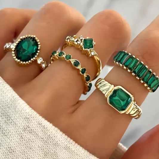 Emerald-Green Stacking Ring Set