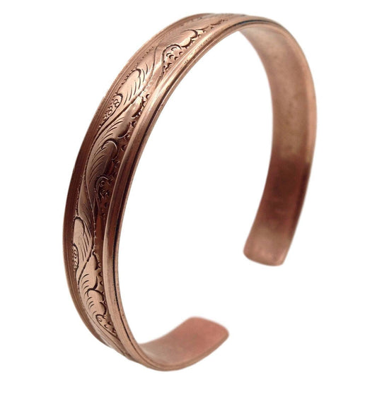 Engraved Vine Copper Cuff