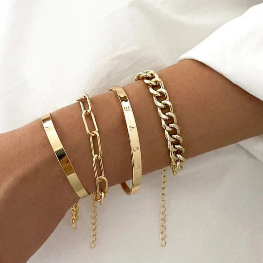 Gold Chain Stacking Bracelet Set