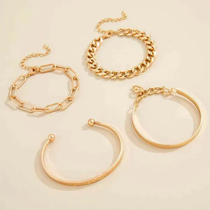 Gold Chain Stacking Bracelet Set - view 2