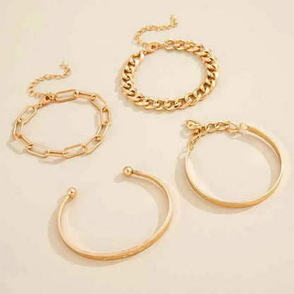 Gold Chain Stacking Bracelet Set - view 2