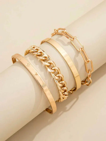 Gold Chain Stacking Bracelet Set - view 3