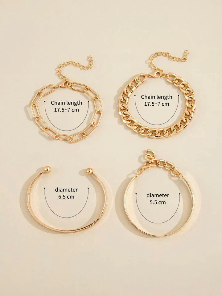 Gold Chain Stacking Bracelet Set - view 4