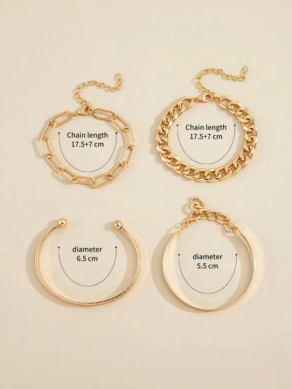 Gold Chain Stacking Bracelet Set - view 4