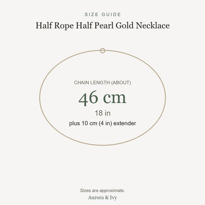 Half Rope Half Pearl Gold Necklace size guide