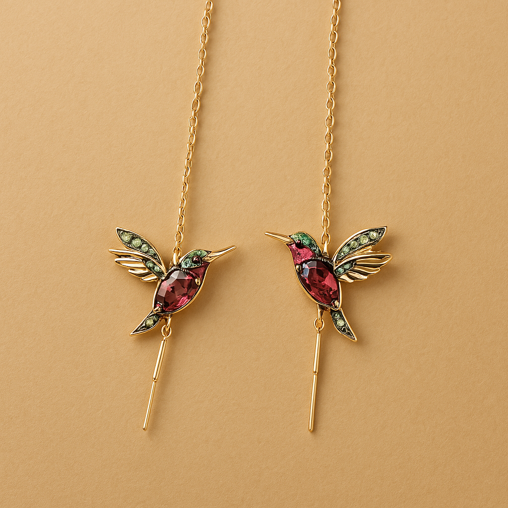 Hummingbird Threader Drop Earrings - view 2
