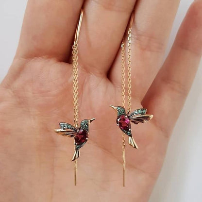 Hummingbird Threader Drop Earrings - view 3
