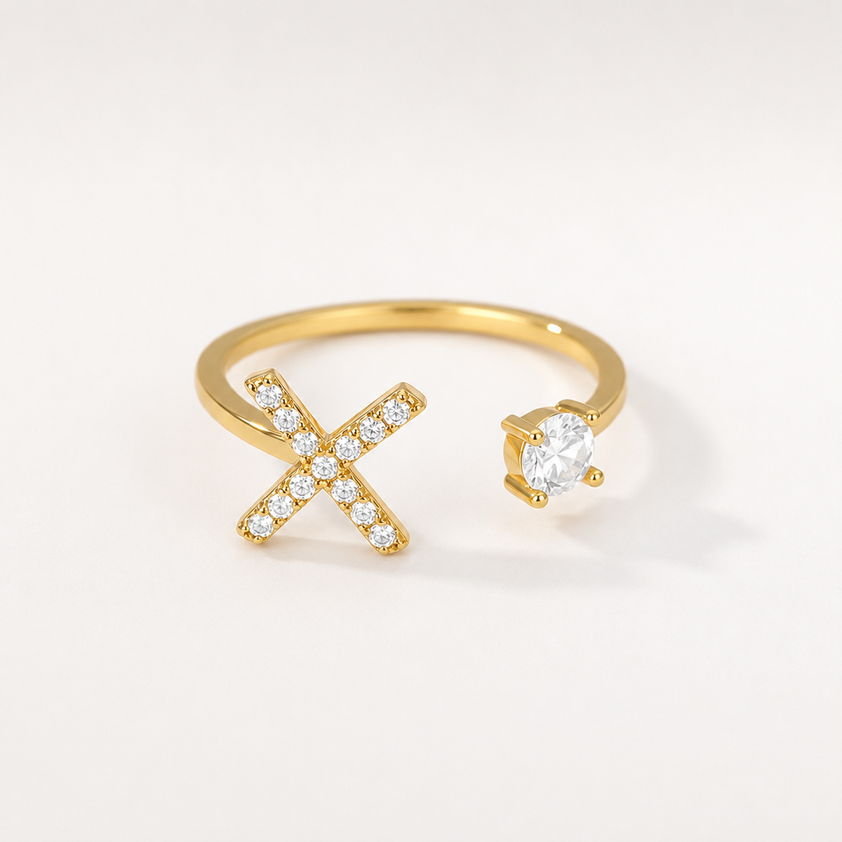 Initial and Stone Open Ring - view 4