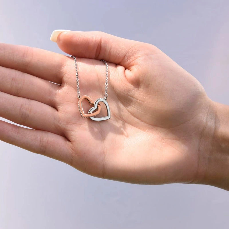 Interlocking Hearts Two-Tone Pendant Necklace - view 2