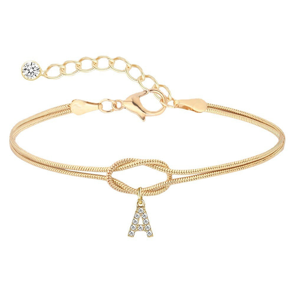 Knot Initial Charm Bracelet