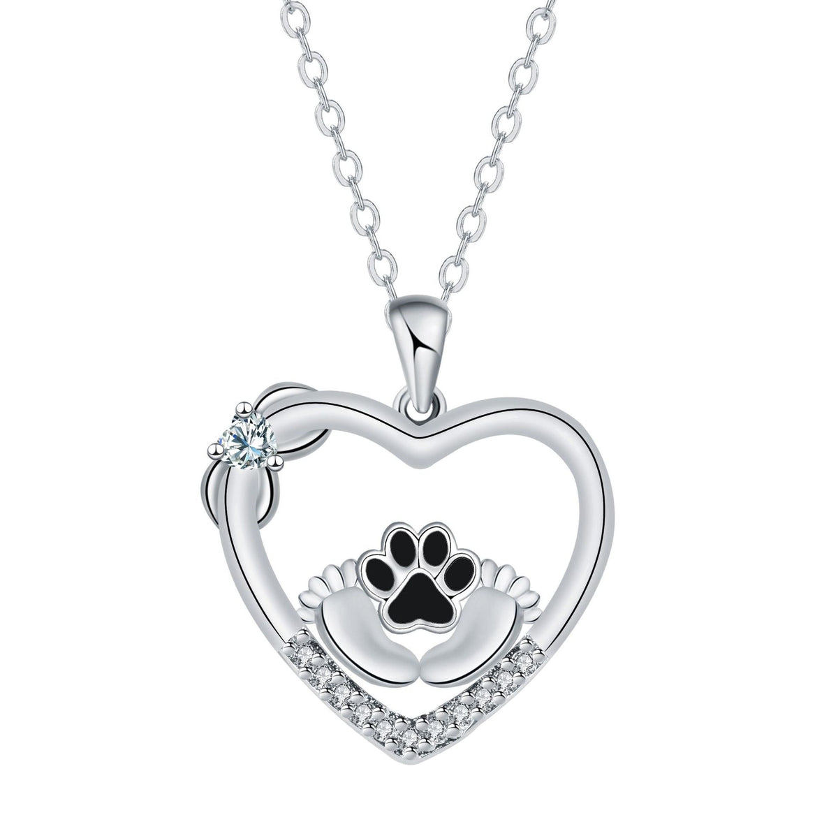 Little Feet Paw Heart Necklace